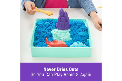 Krabice tekutého písku s podložkou modrá Kinetic Sand