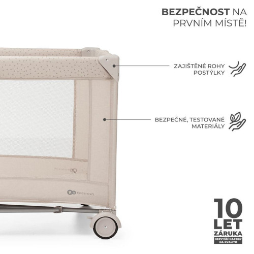 KINDERKRAFT Postýlka cestovní Joy 2 s doplňky Beige