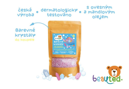 Barevné krystaly do koupele s probiotiky beauted v uzavíratelném sáčku