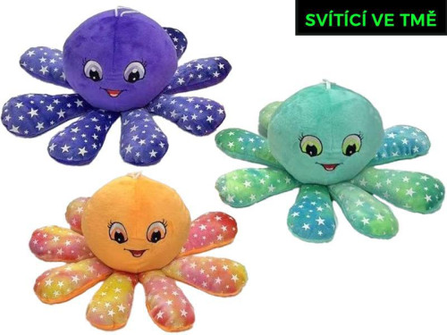 Chobotnička plyšová 10 cm svítící ve tmě