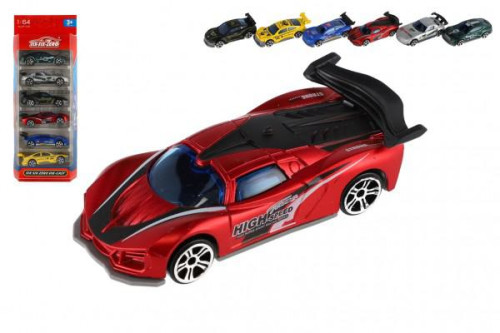 Auto závodní 6 ks kov/plast 8 cm na volný chod