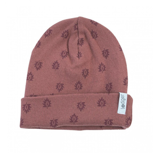 Čepička Beanie Print Rib LODGER - Rosewood