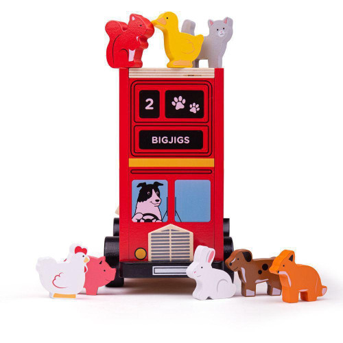 Dřevěný autobus se zvířátky Bigjigs Toys