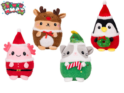 Kawaii Xmas zvířátko plyšové ve vánočním oblečku