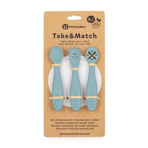 Set 3 ks silikonových tréninkových lžiček Take&Match 6 m+ Petite & Mars