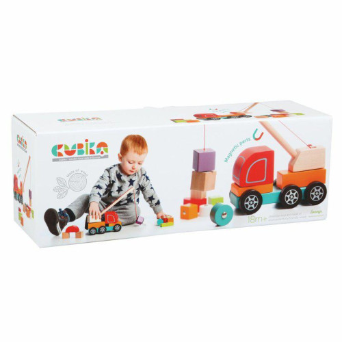 Autojeřáb s magnetem - dřevěná skládačka Cubika