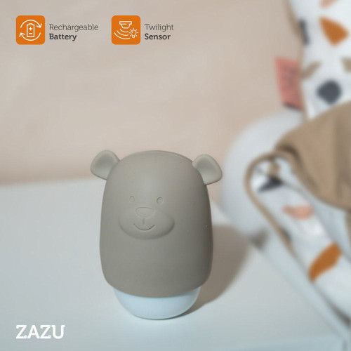Medvídek BENNY hnědošedý - noční světlo se senzorem soumraku Zazu