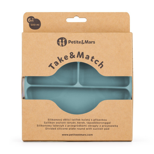 Talířek silikonový dělící kulatý Take&Match 6 m+ Petite & Mars