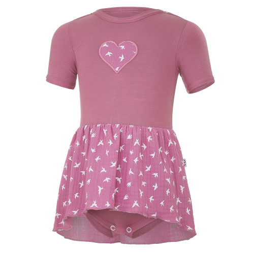 Body šaty tenké KR Outlast® UPF 50+ tm.starorůžové vlaštovky Little Angel
