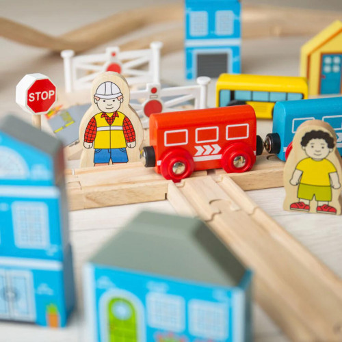 Dřevěná vláčkodráha město a vesnice 91 dílů Bigjigs Rail