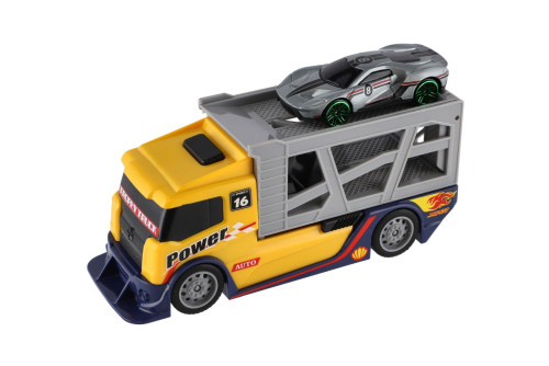 Auto kamion přepravník + plastové auto 15 cm na volný chod