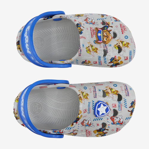 Dětské clogsy nazouváky Tlapková patrola Little Frog šedé s amuletem Coqui