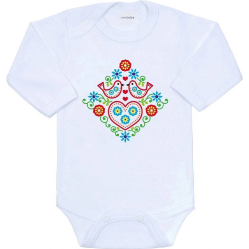 Dětské body s potiskem Lidový vzor ptáčci New Baby