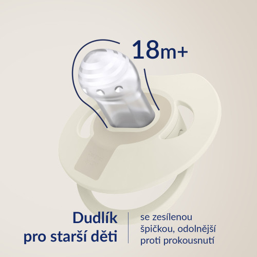 Dudlík svítící silikonový dynamický Prime 18 m+ 2 ks Ivory/Blush Lovi