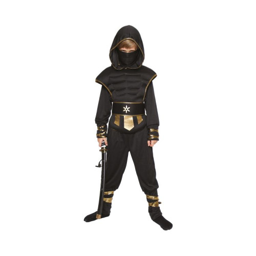 Kostým dětský Ninja černo-zlatý vel. 7-9 let Albi