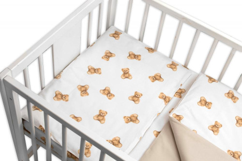 Mantinel s povlečením do postýlky 3dílná bílá sada Míša, bavlna Baby Nellys