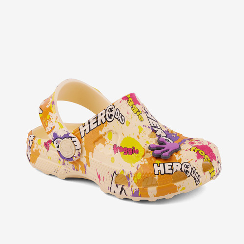 Dětské nazouváky clogsy žluté Hero + amulet Little Frog Coqui