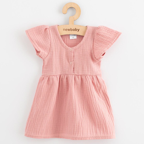 Kojenecké mušelínové šaty New Baby pink