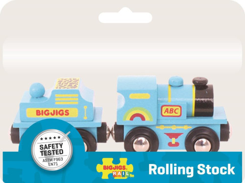 Modrá mašinka s tendrem + 2 koleje Bigjigs Rail