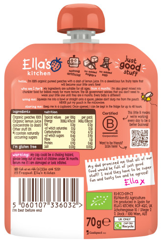 BIO Broskvová svačinka 70 g Ella's Kitchen