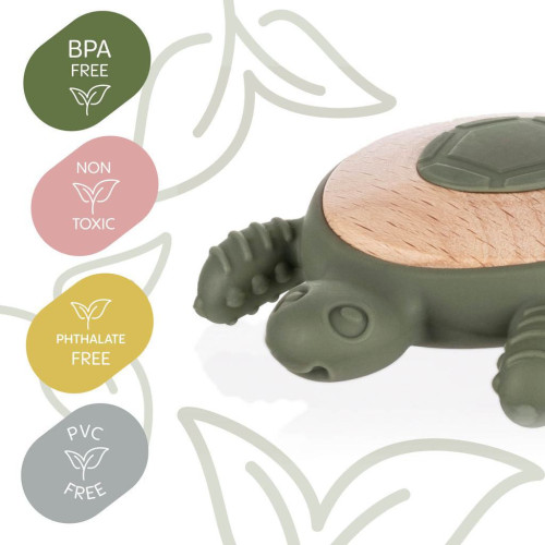 Silikonové dřevěné kousátko Turtle Zopa