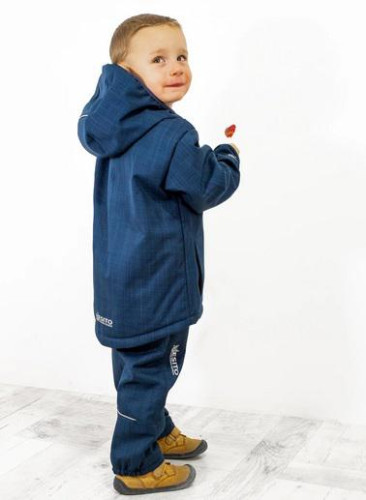 Dětská zimní softshellová bunda s beránkem Navy blue Esito