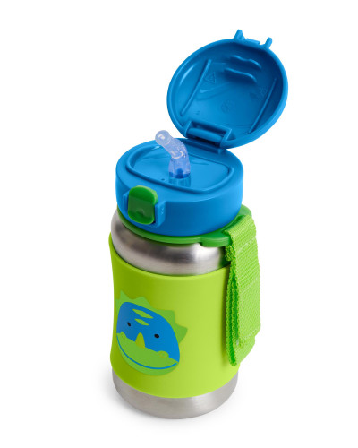 Nerezová láhev na vodu SKIP HOP Zoo s brčkem 350 ml