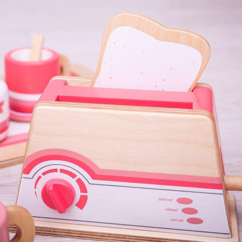 Dřevěný toaster růžový Bigjigs Toys