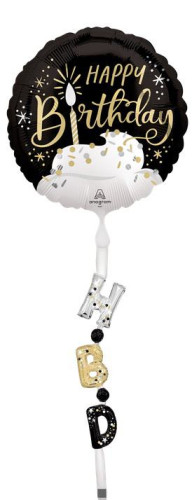 Airwalker - kruh s dortem HBD 175 x 60 cm - fóliový balónek