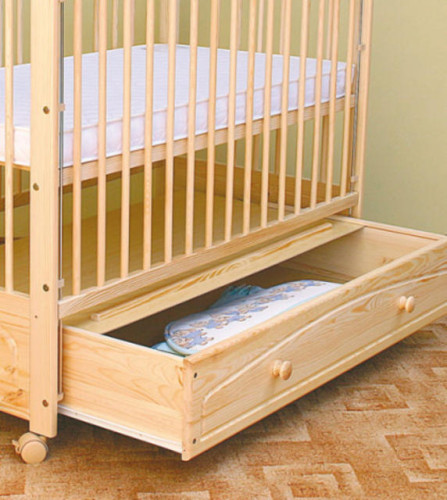 Postýlka Scarlett přírodní buk se šuplíkem, stahovací bok 120x60