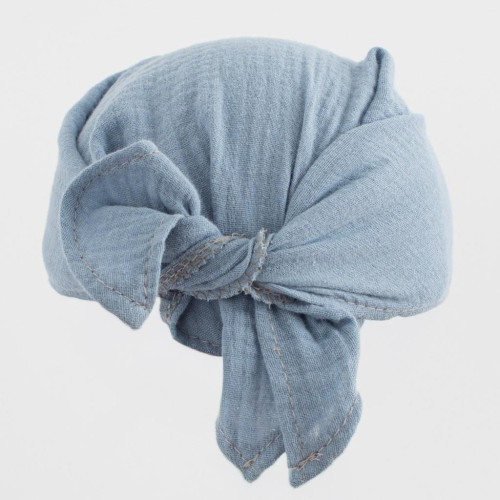 Dětský letní mušelínový šátek s kšiltem blue New Baby