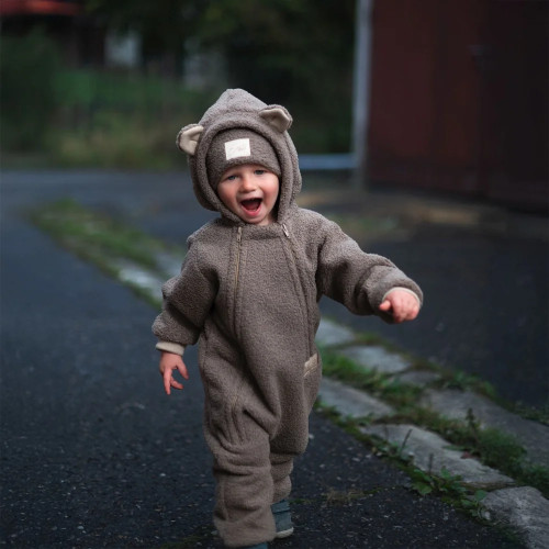 Rostoucí zimní kombinéza Teddy fleece double Brown Esito