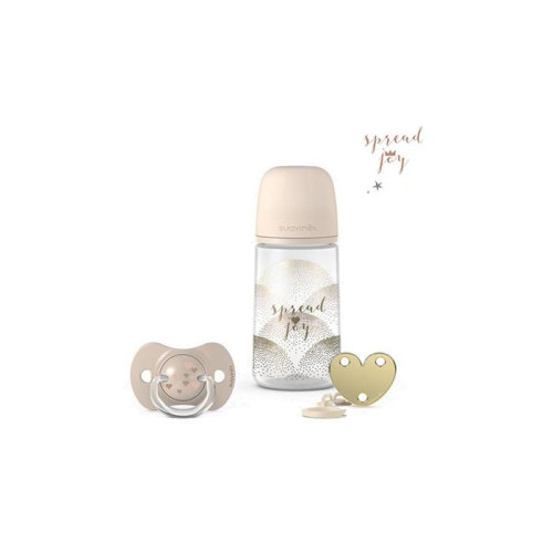 SADA láhev 270ml + dudlík fyziologický 0-6m + klip JOY Suavinex
