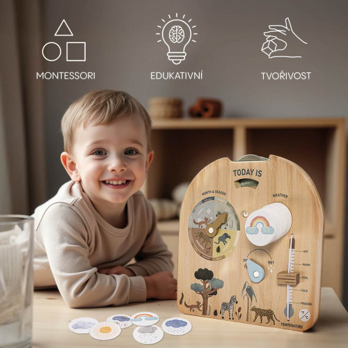 Dřevěná Montessori deska Počasí