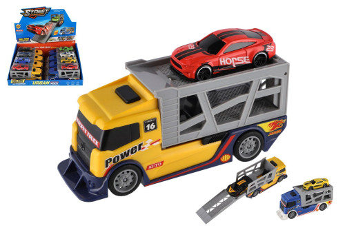 Auto kamion přepravník + plastové auto 15 cm na volný chod