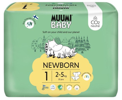 Eko pleny Muumi Baby 1 Newborn 2–5 kg 25 ks