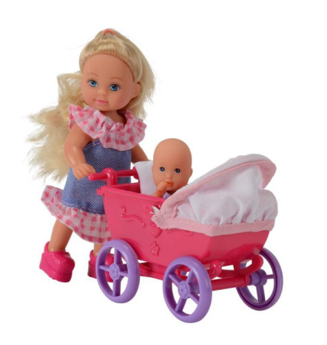 Panenka Evička doll walk s kočárkem