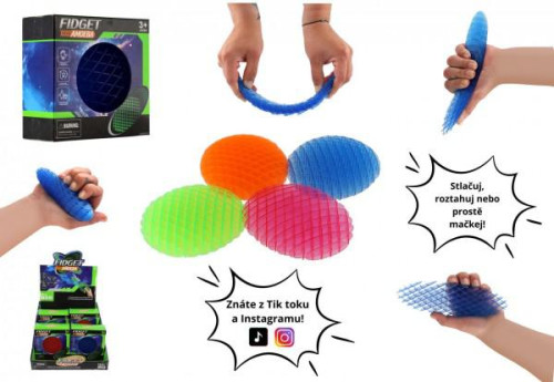 Fidget worm měnící tvar antistresový plast 11 cm