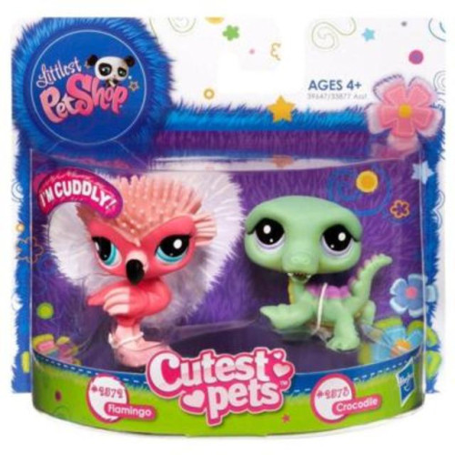 LPS Littlest Pet Shop Páry plyšových zvířátek - chlupaté 2572 + 2573 (plameňák a krokodýl)