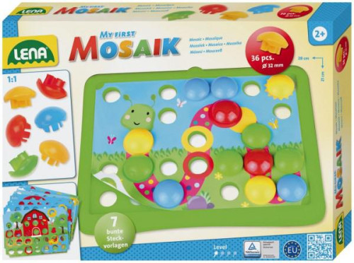 Mozaika klobouček příroda 3,2 cm hladký 36 ks + předlohy 7 ks pro nejmenší