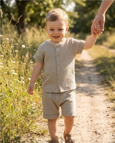 Kojenecká mušelínová košile s kraťasy linen New Baby