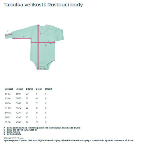Rostoucí bodyčko pro miminka s krátkým rukávem Unicorn bílé Esito