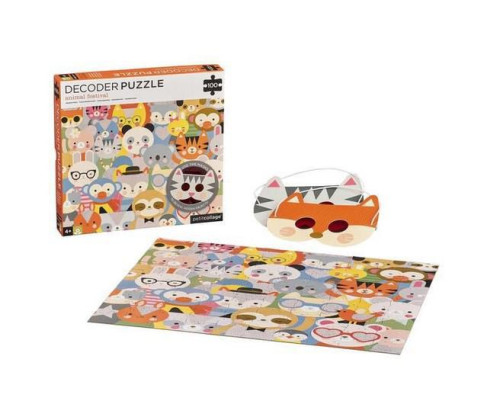 Petit Collage Puzzle zvířátka 100 ks s 3D brýlemi