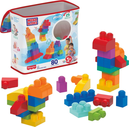 Mega Bloks velký pytel kostek - modrý (80 ks)