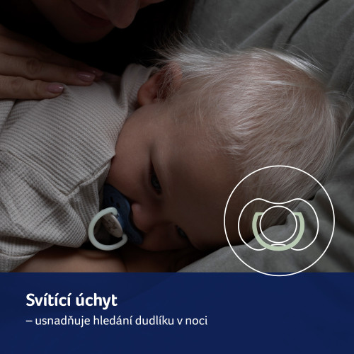Dudlík svítící silikonový dynamický Night & Day 0 - 6 m, 2 ks Lovi