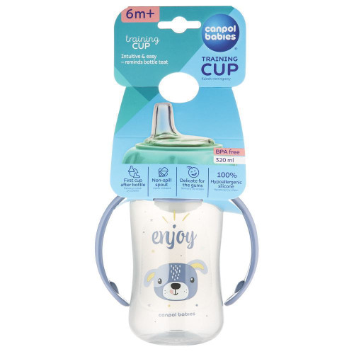 Hrneček tréninkový Cute Animals se silikonovým pítkem 320 ml Canpol babies