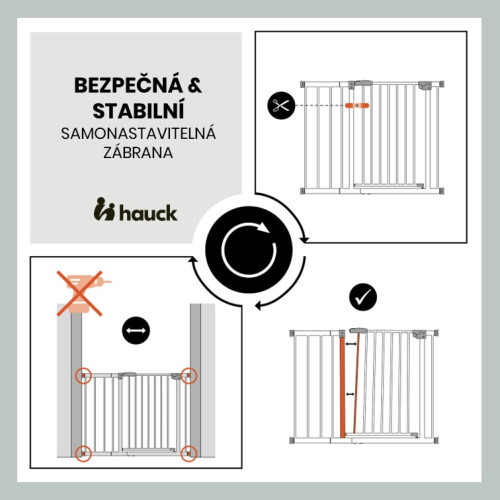 Zábrana Open N Stop 2 Set 75-80 cm+ nástavec 9 cm White Hauck