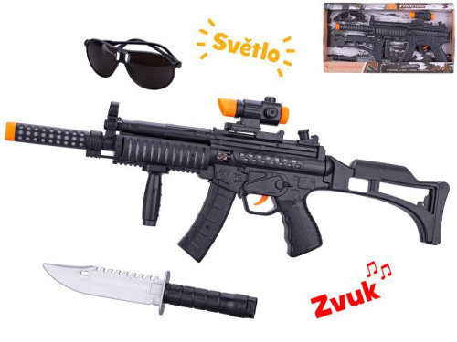 Samopal 44 cm na baterie se světlem a zvukem s doplňky 3 ks