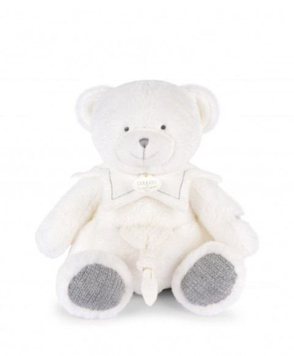 Dárková sada Plyšový medvídek s dečkou 30 cm šedý Doudou