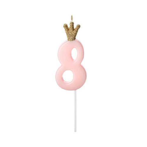 Svíčka dortová růžová s korunkou číslo